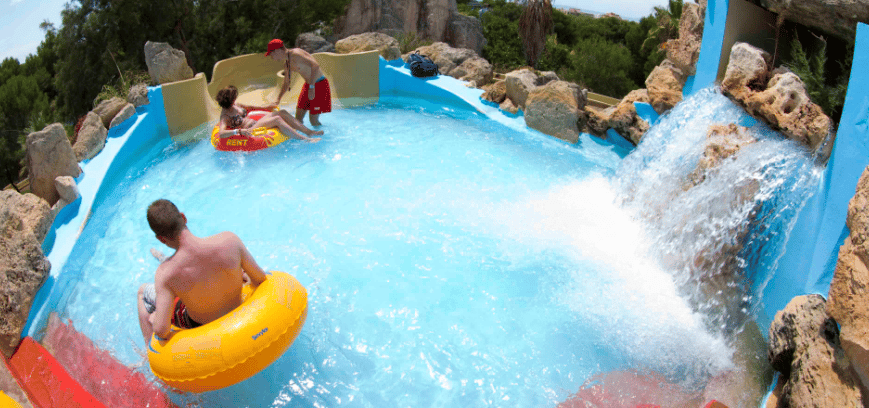 From Mallorca: Aqualand and Arenal Tickets and Transfer - Thrill rides: Harakiri, Banzai, Kamikaze, and the Black Hole