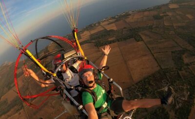 Paratrike Flight with Acrobatics and Engine Stop