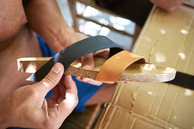 Private Sandal Making in Palma de Mallorca - The workshop method: measuring, cutting, sticking, and finishing