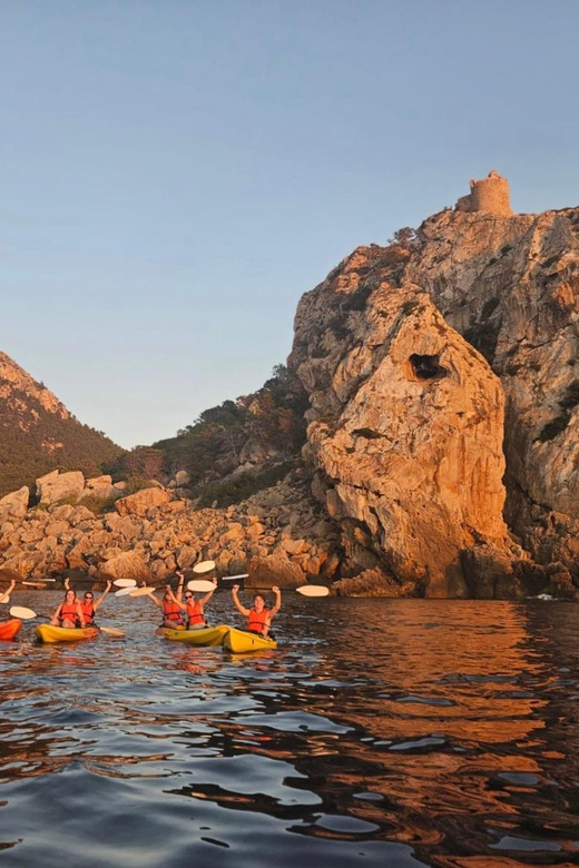 Sant Elm: Guided Kayak Sunset Tour with Picnic in a Cove - The hidden cove picnic: snorkelling, swimming, and a real break
